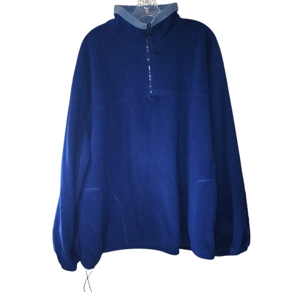 Roundy Ridge Mens Blue 1/4 Zip Pullover Fleece Shacket Plus Size XXL